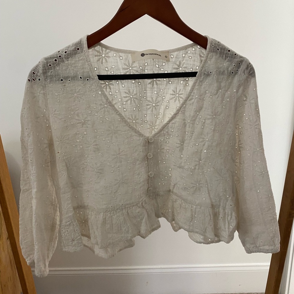 White eyelet top